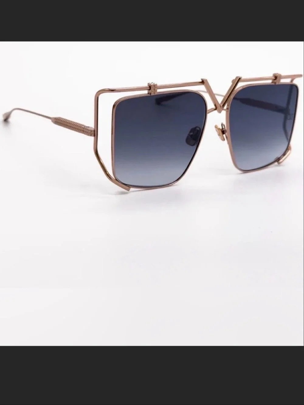 VALENTINO SUNGLASS Women’s Rose Gold Frame Sunglasses with Blue Gradient Lenses